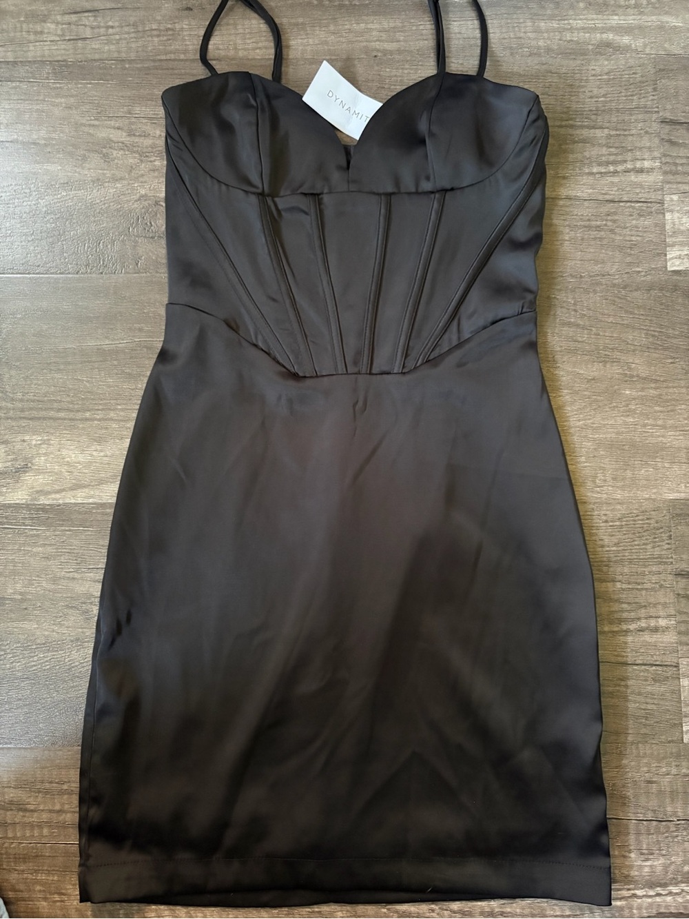 NWT Dynamite Black Satin Bustier Mini Dress